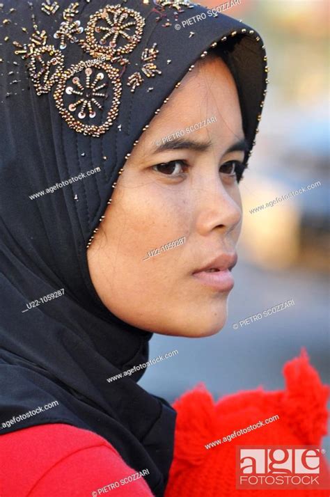 Phnom Penh (Cambodia): a Muslim woman, Stock Photo, Picture And Rights Managed Image. Pic. U22 ...