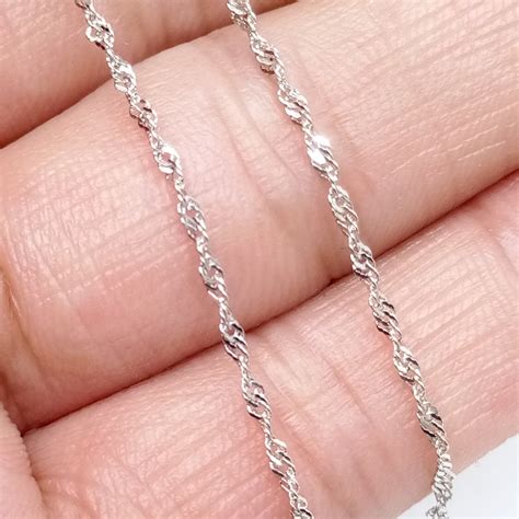 Sterling Silver Singapore Chain w/ Rhodium Plated Twist | Etsy