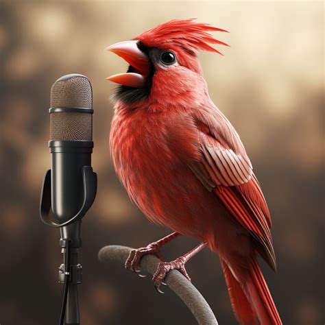 Cardinal Bird And Microphone Free Stock Photo - Public Domain Pictures