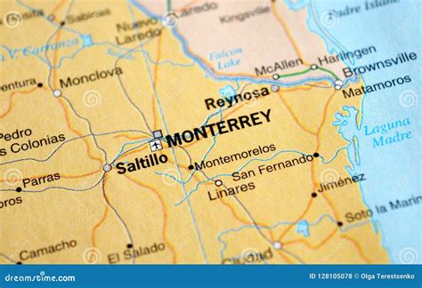 A Photo of Monterrey on a Map Stock Photo - Image of view, blur: 128105078