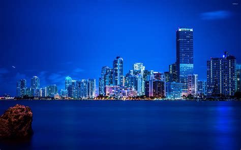 Miami night skyline wallpaper - World wallpapers - #26366