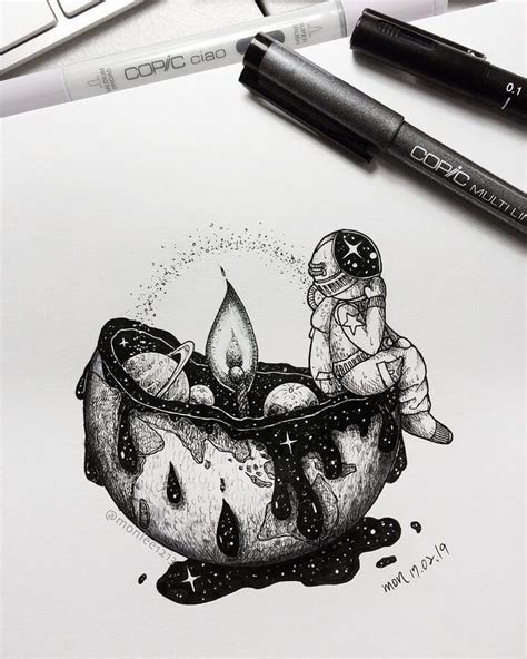 Ink Drawings Mostly in Space | Space drawings, Art drawings, Art sketches