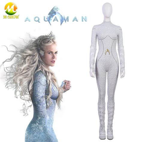 Aquaman costume Atlantis Queen Atlanna Cosplay Costumes Women Jumpsuits white Bodysuits movie ...