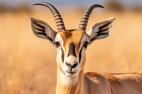 Premium AI Image | a gazelle with large horns standing in a field