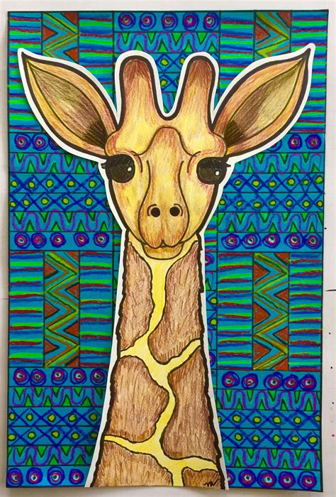 African Giraffe on a Kente Cloth created by Meredith Lee Terry. African Art For Kids, African ...