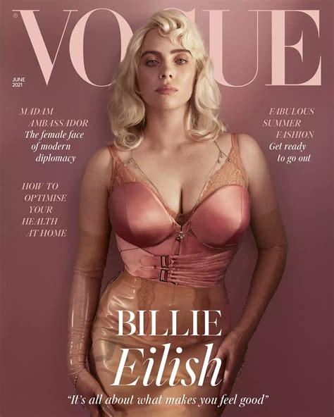 Billie Eilish reveals her thigh tattoo for the first time in her British Vogue photo shoot after ...