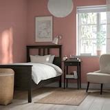 HEMNES bed frame, black-brown/Lönset, Twin - IKEA