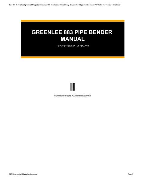 Greenlee 883 pipe bender manual by MaryGilbert3261 - Issuu