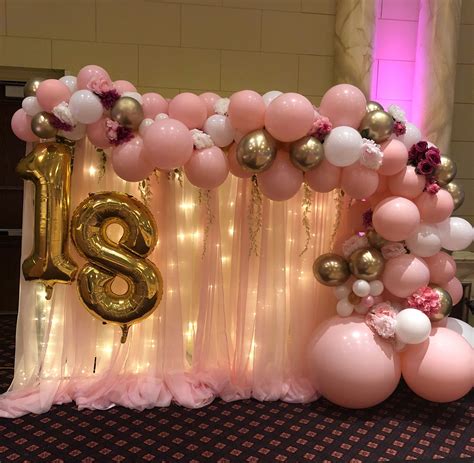 Balloon Garland backdrop by Paper Bloom Twist | 18th birthday decorations, 18th birthday party ...