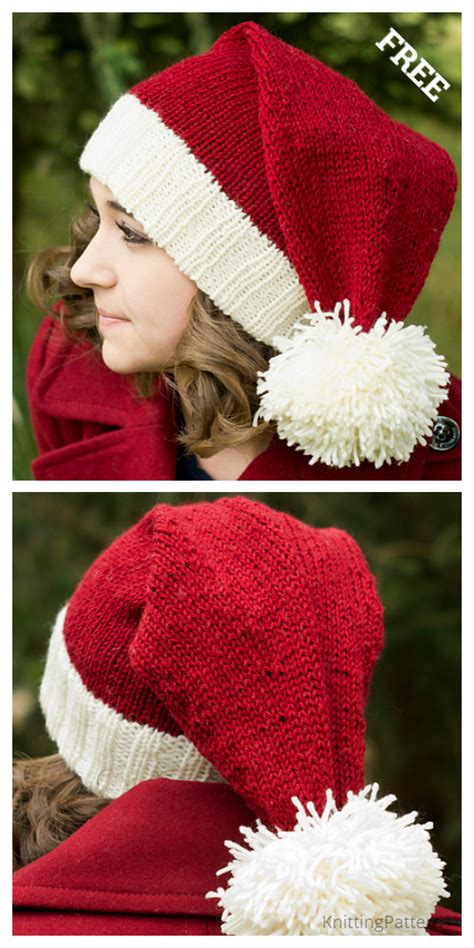 Knit Christmas Santa Hat Free Knitting Patterns - Knitting Pattern