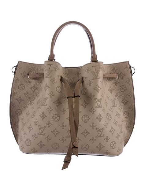 Louis Vuitton Taupe Galet Monogram Mahina Leather Girolata Satchel Bag | semashow.com