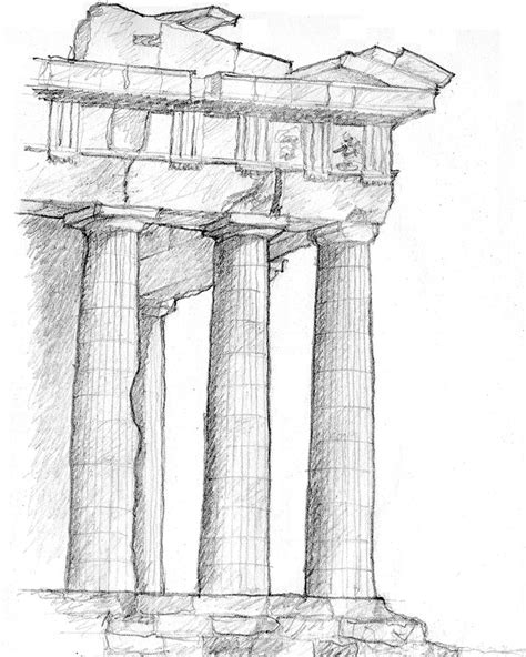 In-situ sketch of the corner of the Parthenon at the Acropolis, Athens, Greece #Parthenon # ...