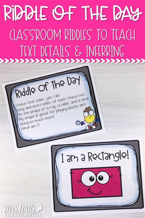 Riddle of the Day: Classroom Riddles to Teach Text Details & Inferring | Teaching kindergarten ...