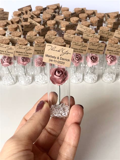 Rose Custom Wedding Favors for Guests, Personalized Party Favors, Dusty Rose Luxury Favors ...