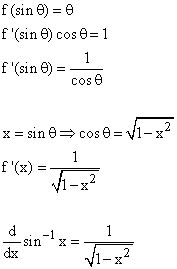 Derivative of inverse sine