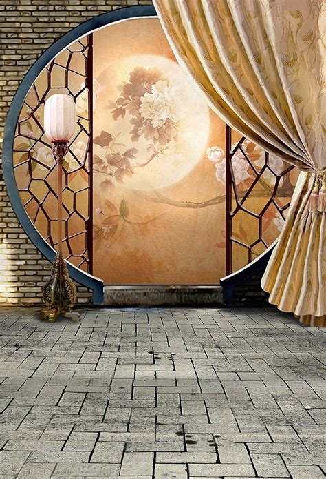 5x7ft Circular Screen and Gray Brick Floor Photography Backgrounds no ...