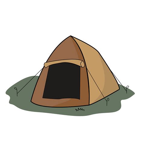 Cartoon. Camping travel tent on grass. brown color 22034235 PNG