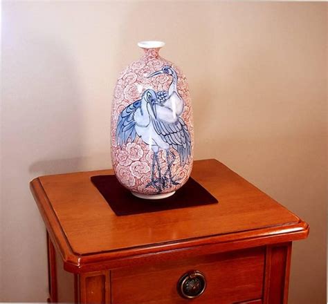 Japanese Contemporary Red Blue Porcelain Vase by Master Artist, 4 For ...