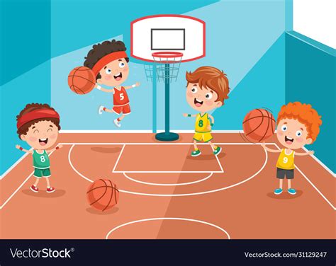 Kid playing basketball court Royalty Free Vector Image