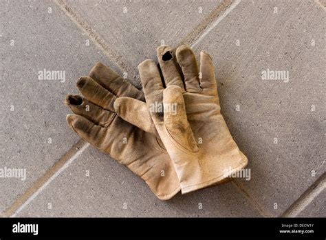 Worn Leather Work Gloves