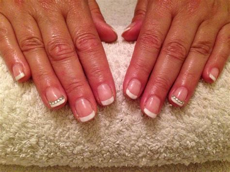 Gel French manicure with gems | Gel french manicure, Manicure, Nails