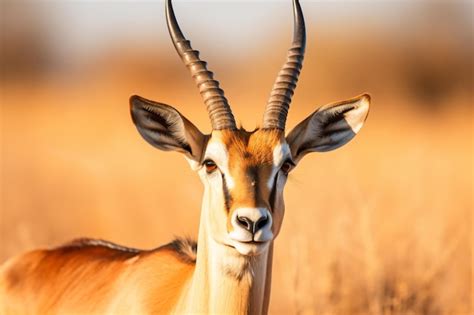 Premium AI Image | a gazelle with long horns standing in a field