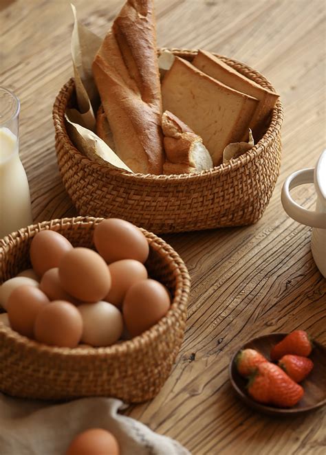 Bread Serving Basket Round Storage Baskets Woven Rattan - Etsy