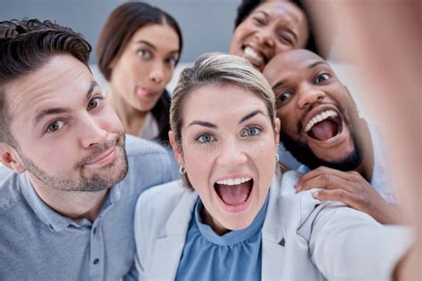 Business, People and Funny Portrait Selfie of Teamwork, Faces and ...