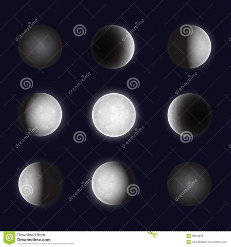 Moon Phases Night Space Astronomy Stock Vector - Illustration of ...