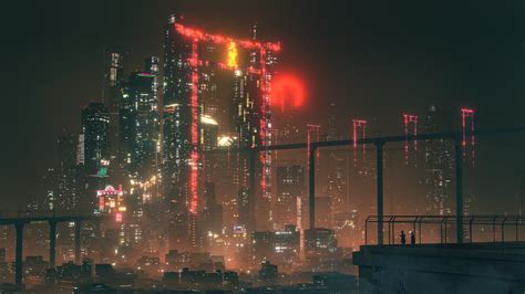 Cyberpunk Cityscape Hologram Night Wallpaper - Resolution:1920x1080 ...