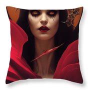 Elvira Mistress Of The Dark Halloween Scene Solo Red Color Illustration Art By Tom Bagshaw And ...
