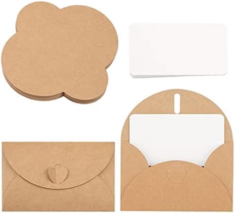 Mini Envelopes with Blank Cards Kraft Paper Gift Card Holders Cute Tiny Envelopes with Heart ...