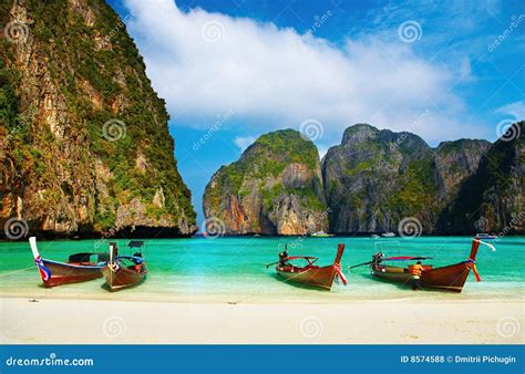 Tropical Beach, Maya Bay, Thailand Stock Photo - Image of relax, coral ...