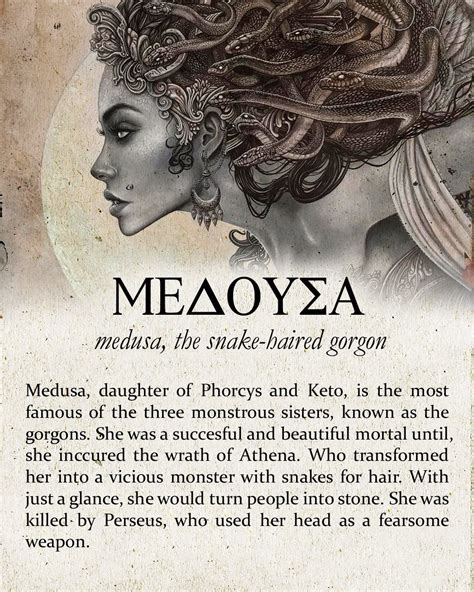 Medusa #greekstatue Medusa, the snake-haired gorgon. The gorgon sisters Greek mythology ...