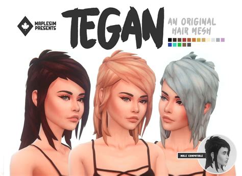 Tegan Hair | maplesim | Sims hair, Sims 4, Maxis match