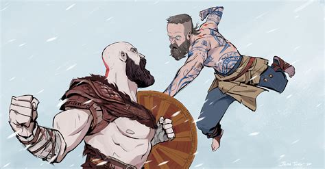 I drew fan art of Kratos vs Baldur inspired by their first epic fight! : r/GodofWar