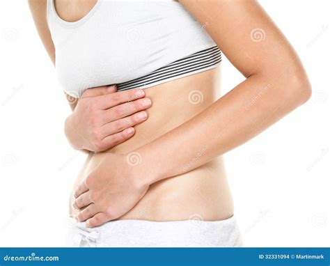 Stomach Pain - Woman Having Abdominal Pain Stock Photo - Image of girl, menstruation: 32331094