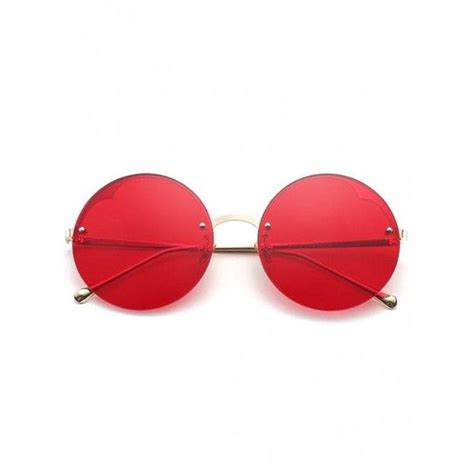 Round Semi-rimless Sunglasses Bright Red (120 ARS) liked on Polyvore featuring accessories ...