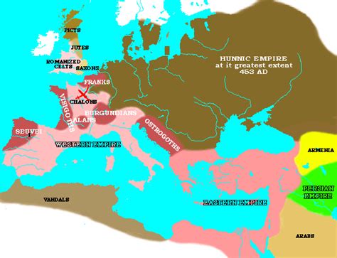 Map Depicting the Hunnic Empire