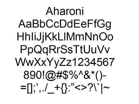 Font Alphabet Styles: Aharoni