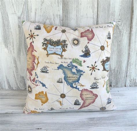 RESERVED World map pillow in vibrant color and Italian script | Etsy ...