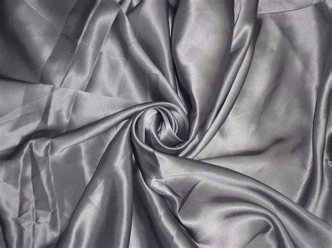 100% PURE SILK SATIN FABRIC 44" SILVER COLOR 100 GRAMS