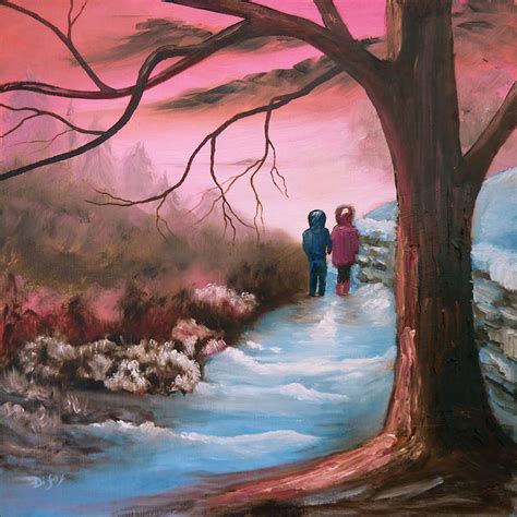 First Love - romantic painting of childhood sweethearts - Di Fox Artist