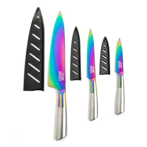 Thyme & Table 3 Piece Titanium Stainless Steel Blade Kitchen Knife Set, Rainbow - Walmart.com ...