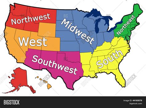 Regional Map United States On White Image & Photo | Bigstock