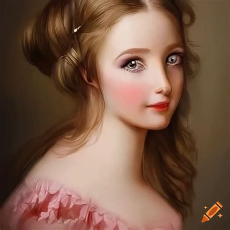 Oil painting of a woman with captivating eyes and pink gown on Craiyon