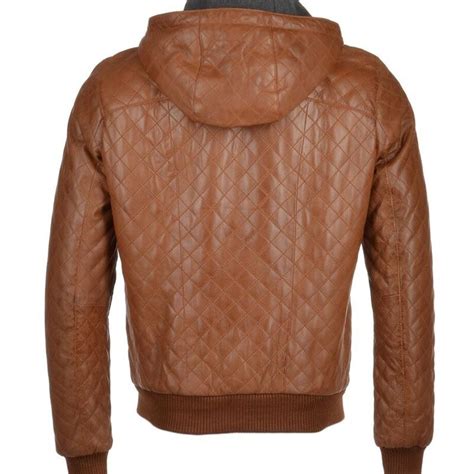 QUILTED DETACHABLE HOODED BOMBER LEATHER JACKET-FJ