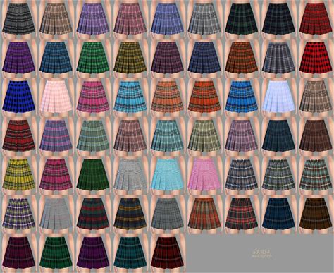 real pleats mini skirt V2_checked_리얼 플리츠 미니 스커트 체크 버전_여자 의상 - SIMS4 ...