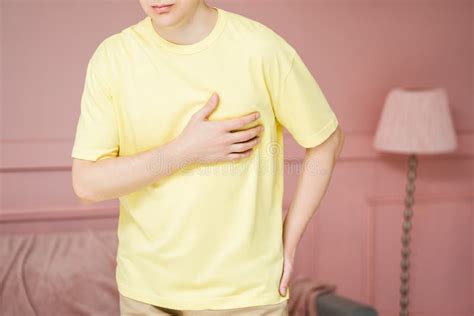 Heart Attack, Man with Chest Pain Suffering at Home Stock Image - Image ...