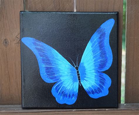 Beautiful Blue Butterfly Painting on 8x8 Canvas | Butterfly art ...